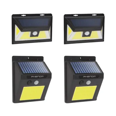 Solarni LED komplet - 2x stenska solarna svetilka 5W 300lm + 2x 3W 120lm IP65 s senzorjem gibanja in mraka 3 načini delovanja
