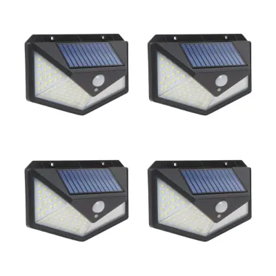 4x stenska LED solarna svetilka 136 LED 5W 260lm s senzorjem gibanja in mraka 3 načini delovanja