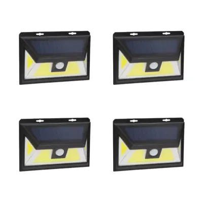 4x stenska solarna COB LED solarna svetilka 5W 300lm 1200 mAh IP65 s senzorjem gibanja in mraka 3 načini delovanja