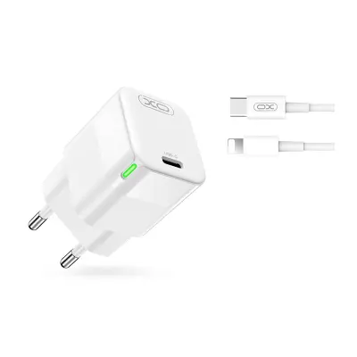 Polnilec za telefon XO CE06 30W PD, GaN + kabel 8-pin Lightning