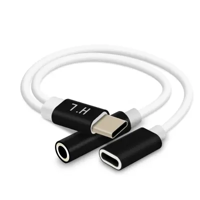 USB-C na 3,5 mm prikljucek in USB-C avdio in polnilni adapter, HL-100 - crn