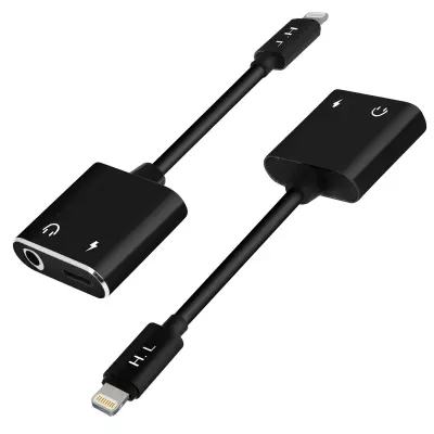 iPhone Lightning na 3,5 mm vticnico in Lightning Audio in adapter za polnjenje, HL-096 - crn