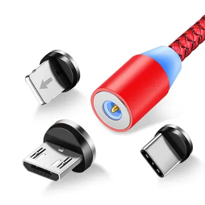 Magnetni 3-v-1 kabel 1m USB Type C / Micro USB / Lightning - rdec