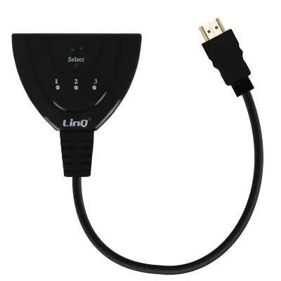 HDMI moški na 3x HDMI ženski multiport adapter/hub, LinQ - crn