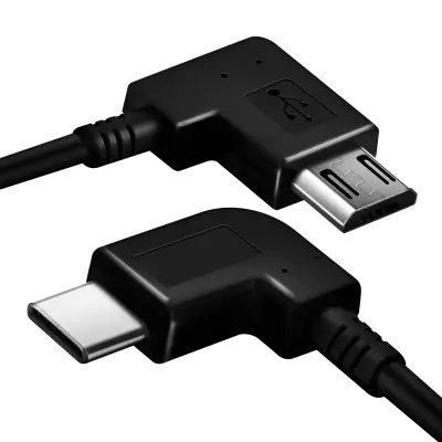 Adapterski kabel USB tipa C na mikro USB, 27 cm, crn