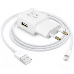 Polnilnik za iPhone Fast Charge 1,5 A s kablom Lightning - bel