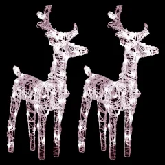 vidaXL Božični severni jeleni 2 kosa toplo beli 80 LED akril