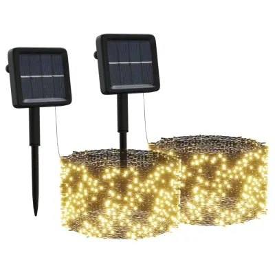 vidaXL Solarne svetlobne verige 2 kosa 2x200 LED lučk toplo bele