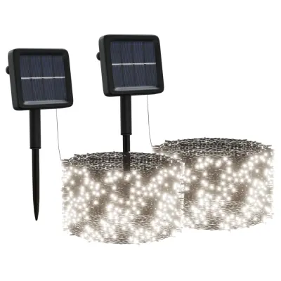 vidaXL Solarne svetlobne verige 2 kosa 2x200 LED lučk hladno bele