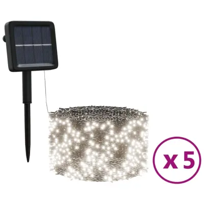 vidaXL Solarne solarne verige 5 kosov 5x200 LED hladno bele