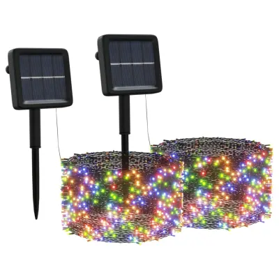vidaXL Solarne svetlobne verige 2 kosa 2x200 LED lučk večbarvne