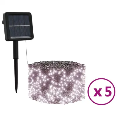 vidaXL Solarne svetlobne verige 5 kosov 5x200 LED toplo bele