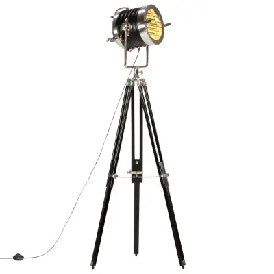 vidaXL Trinožna stoječa svetilka črna trden mangov les 171 cm