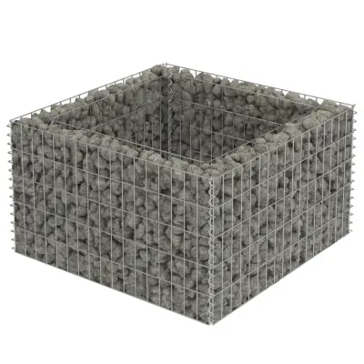 vidaXL Visoka greda gabion pocinkano jeklo 90x90x50 cm