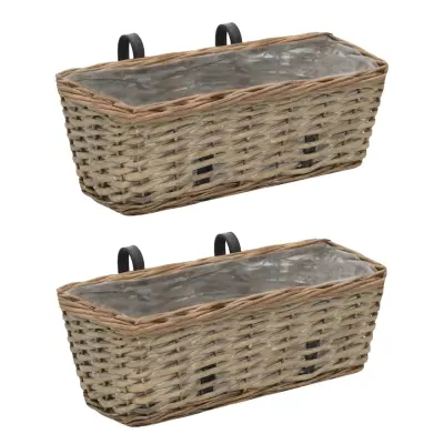 vidaXL Balkonsko cvetlično korito 2 kosa pleteno s PE obrobo 40 cm