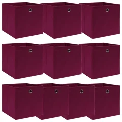 vidaXL Škatle za shranjevanje 10 kosov temno rdeče 32x32x32 cm blago