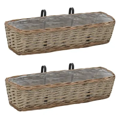 vidaXL Balkonsko cvetlično korito 2 kosa pleteno s PE obrobo 60 cm