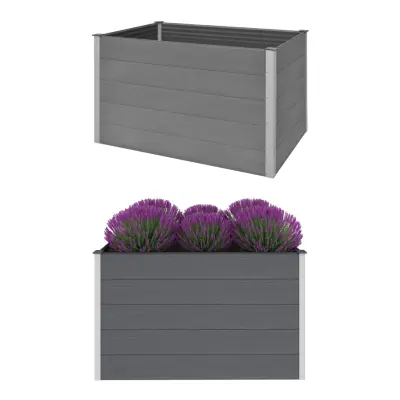 vidaXL Visoka greda WPC 150x100x91 cm siva