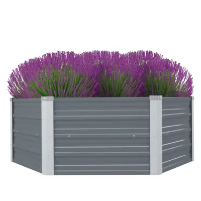 vidaXL Dvignjeno Vrtno Korito 129x129x46 cm Pocinkano Jeklo Sive Barve