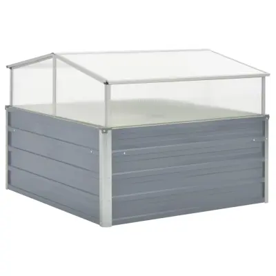 vidaXL Rastlinjak 100x100x85 cm pocinkano jeklo sive barve