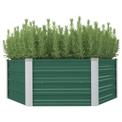 vidaXL Dvignjeno cvetlično korito 129x129x46 cm pocinkano jeklo zeleno
