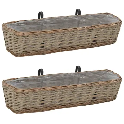 vidaXL Balkonski cvetlični lonec 2 kosa pleten s PE podlogo 80 cm