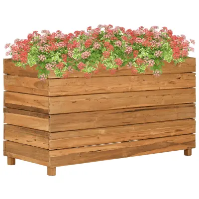 vidaXL Visoka greda 100x40x55 cm reciklirana tikovina in jeklo
