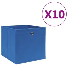 vidaXL Škatle 10 kosov netkano blago 28x28x28 cm modre