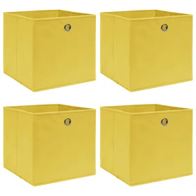 vidaXL Škatle za shranjevanje 4 kosi rumene 32x32x32 cm blago