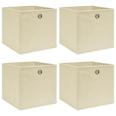 vidaXL Škatle za shranjevanje 4 kosi krem 32x32x32 cm blago