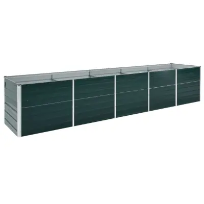 vidaXL Visoka greda pocinkano jeklo 400x80x77 cm zelena