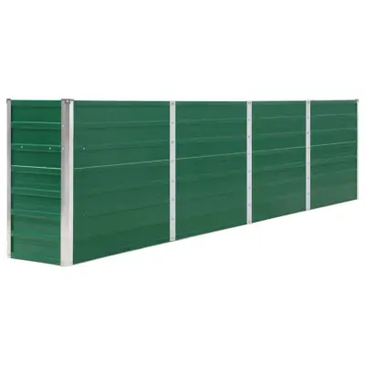 vidaXL Dvignjeno cvetlično korito 320x40x77 cm pocinkano jeklo zeleno