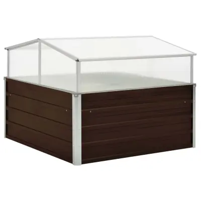 vidaXL Rastlinjak pocinkano jeklo 100x100x85 cm rjav