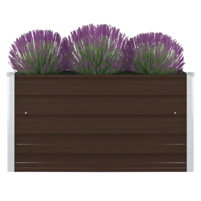 vidaXL Dvignjeno cvetlično korito 100x100x45 cm pocinkano jeklo rjavo