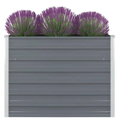 vidaXL Dvignjeno Vrtno Korito 100x100x77 cm Pocinkano Jeklo Sive Barve