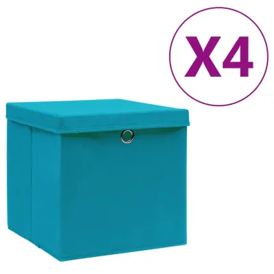 vidaXL Škatle s pokrovi 4 kosi 28x28x28 cm baby modre