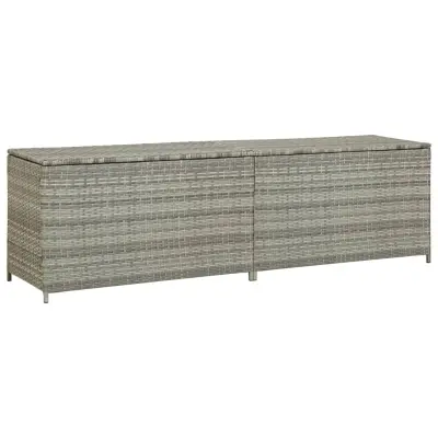 vidaXL Vrtna škatla za shranjevanje poli ratan 200x50x60 cm siva