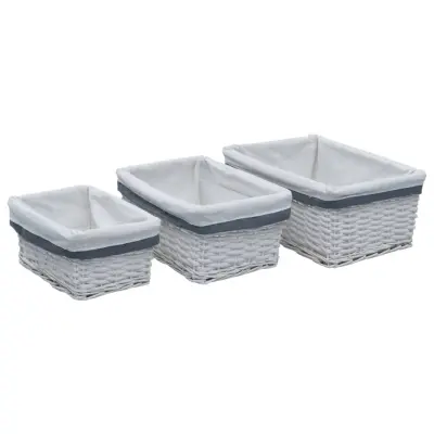 vidaXL 3-delni komplet košar iz bele vrbe