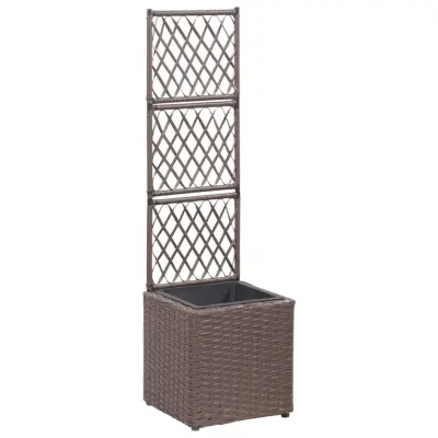 vidaXL Visoka greda z oporno mrežo in 1 loncem 30x30x107 cm rjava