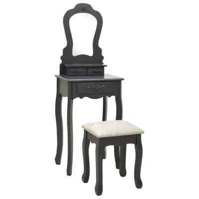 vidaXL Mizica za ličenje s stolčkom siva 50x59x136 cm les pavlovnije