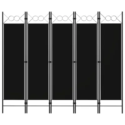 vidaXL Paravan 5-delni črn 200x180 cm