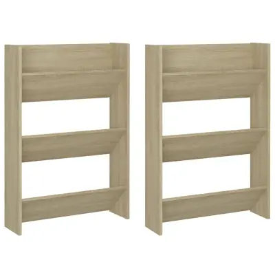 vidaXL Stenska omara za čevlje 2 kosa sonoma hrast 60x18x90 cm