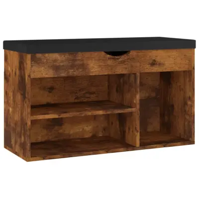 vidaXL Klop za čevlje z blazino dimljeni hrast 80x30x47 cm inž. les