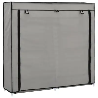 vidaXL Omarica za čevlje s pokrivalom blago 115x28x110 cm siva
