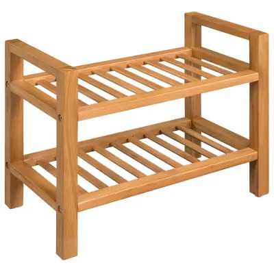 vidaXL Stojalo za čevlje z 2 policama 50x27x40 cm trdna hrastovina