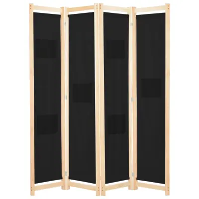 vidaXL Paravan 4-delni 160x170x4 cm črno blago