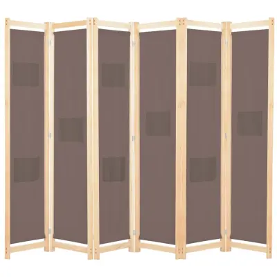 vidaXL Paravan 6-delni 240x170x4 cm rjavo blago