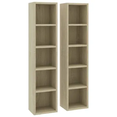 vidaXL Omarica za CD plošče 2 kosa sonoma 21x16x93,5 cm iverna plošča