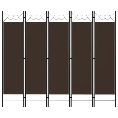 vidaXL Paravan 5-delni rjav 200x180 cm