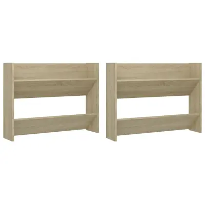 vidaXL Stenska omara za čevlje 2 kosa sonoma hrast 80x18x60 cm